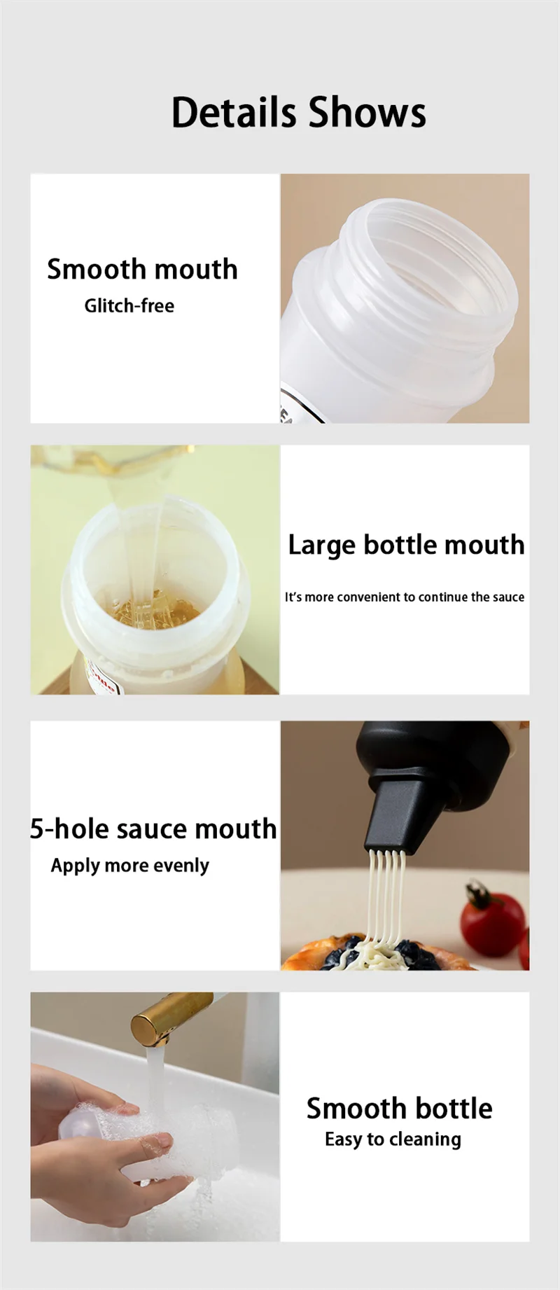 Kitchen Restaurant Accessory 350ml Squeeze Bottles With Nozzles Ketchup