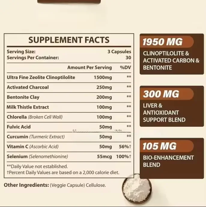 OEM Private Label Liver Herbal Health Supplement 2300mg Activated Charcoal Milk Thistle Extract Zeolite Detox Cleanse Capsules