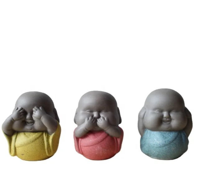 Китайские керамические украшения предметы мебели полная глина аксессуары керамический маленький новичок монах чай домашний молодой Смеющийся Будда b