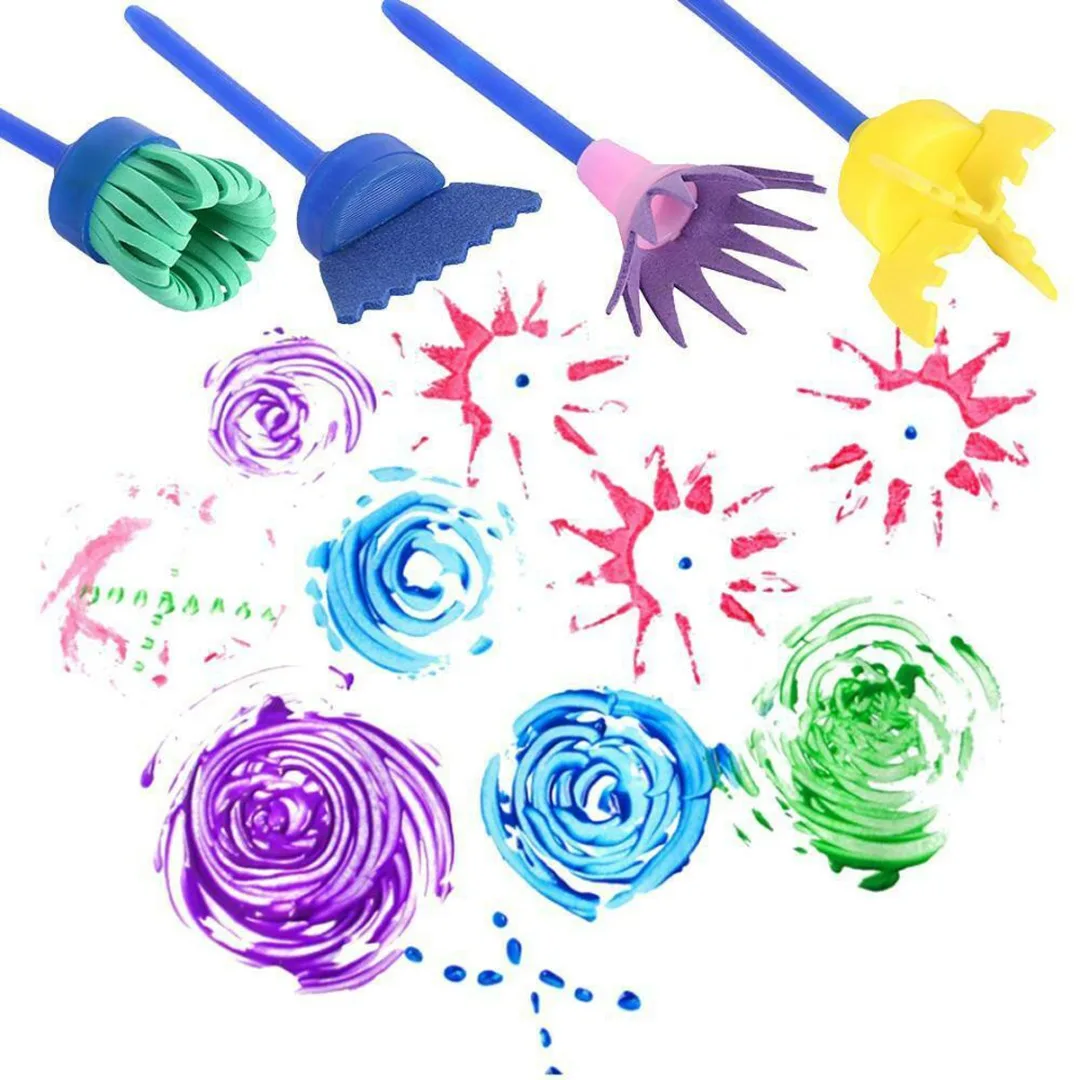 Kids Painting Brushes Set Paint Toys Apron Sponge Crafts Kits Toddler Children 
