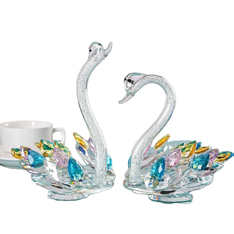 New Design Lovely Crystal Swan Crystal Figurine Crafts For Home Decor And Wedding Favors