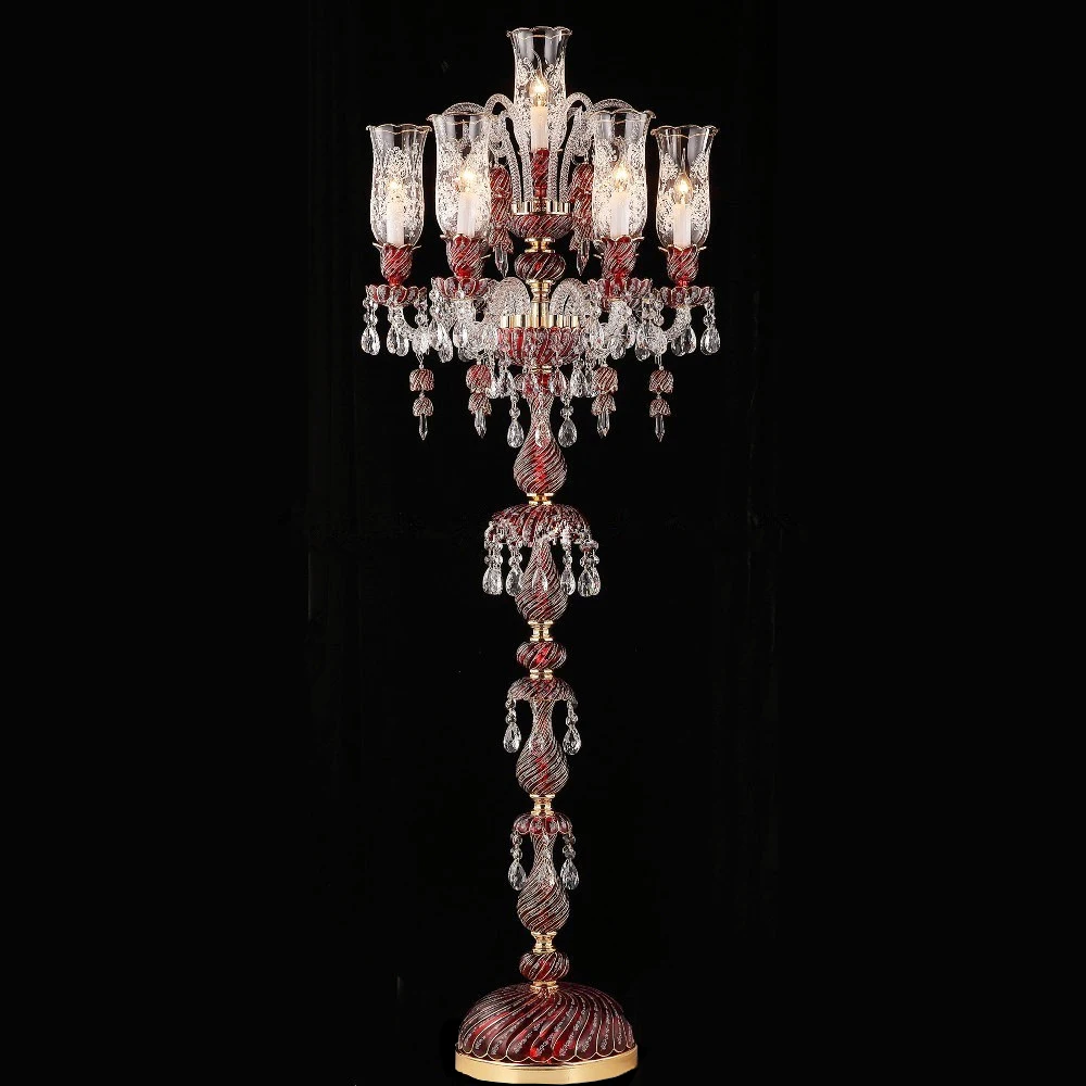 Zhongshan Factory Hot Selling French Chandelier Red Glass Floor Lamp  Standing Lights LED Industrial Switch Control Red Plated - Main Image
