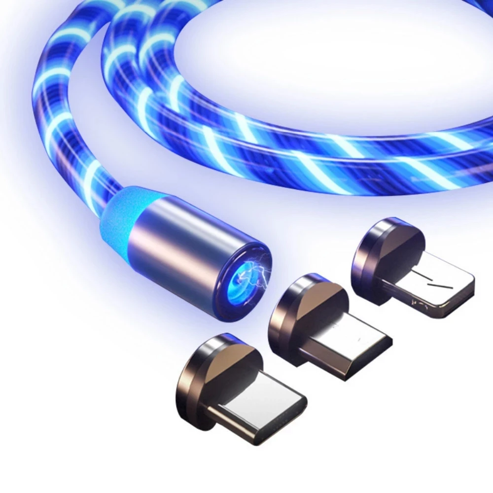Горячая Распродажа 1 м 2 Usb светодиодный светящийся телефон 3 в Магнитный зарядный кабель для Iphone