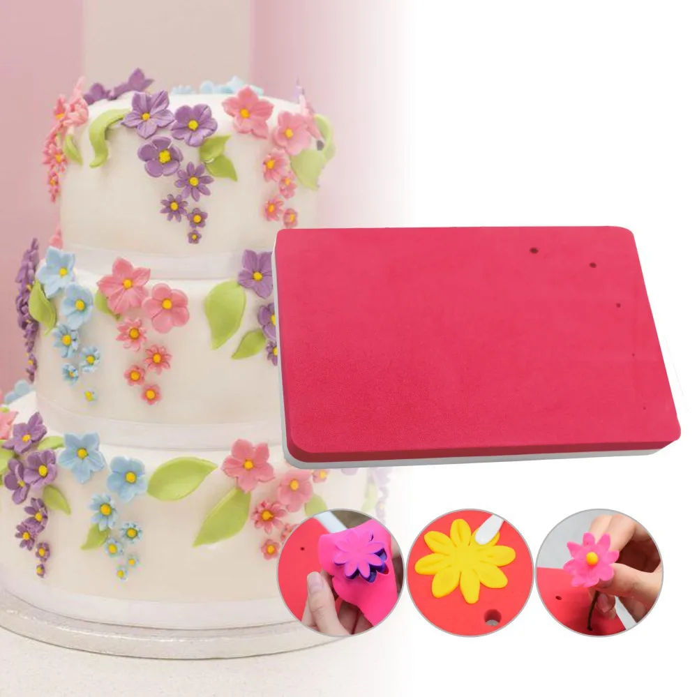 Rectangular Fondant Cake Sponge Mat With 5 Holes for Paste Carving Decoration Sugar Flower Foam Pad