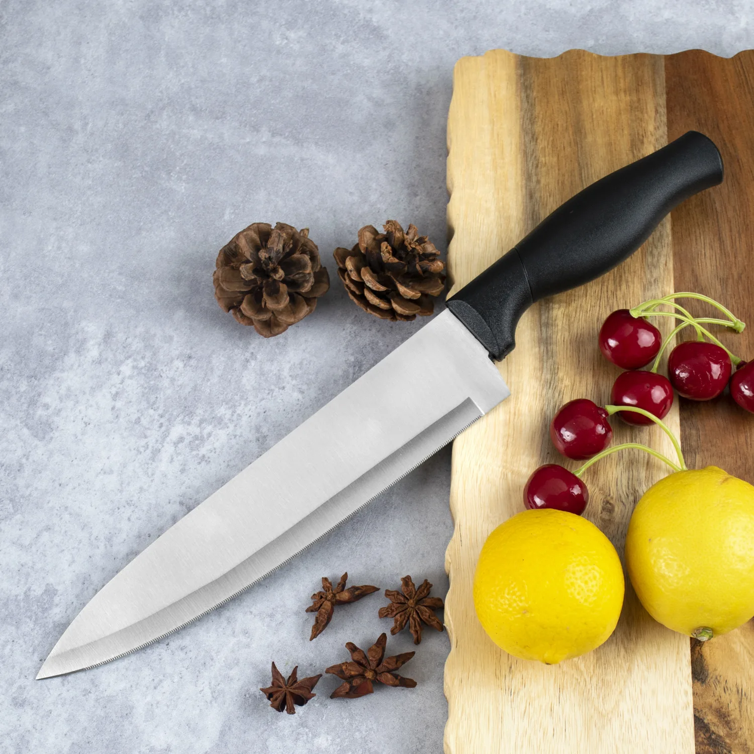 7PCS STAINLESS STEEL KITCHEN KNIFE WITH COLORED PAINTING HANDLE KITCHEN KNIFE SET WITH WOODEN BLOCK