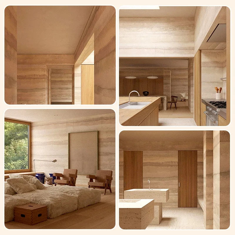 3D Modified Clay Material Tile Veneer Faux Interior Bendable Soft Wall Cladding Travertine Artificial Flexible Stone Wall Panels