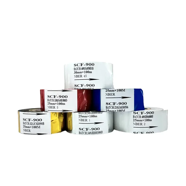 35mm*100m Golden SCF-900 Hot Stamp Ink Ribbon Heat Transfer Film Roll for Date Coding Suitable for HP241packaging Machine Ribbon