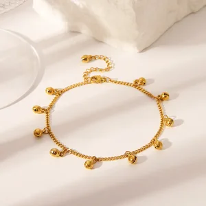 MW European American Cross-border Ethnic Style Niche Simple Handmade Bell Anklet Women's Fashionable Personalized Gold-plated