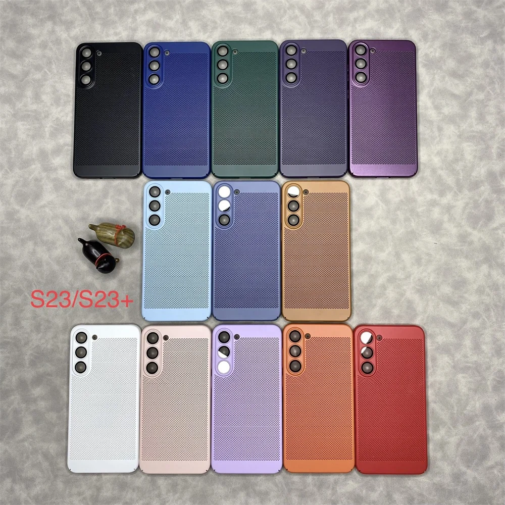 New Arrival Lens Protection Honeycomb Heat Dissipation Hard PC Net Phone Case for Samsung S23 Plus S22 Note 20 Ultra S21 FE