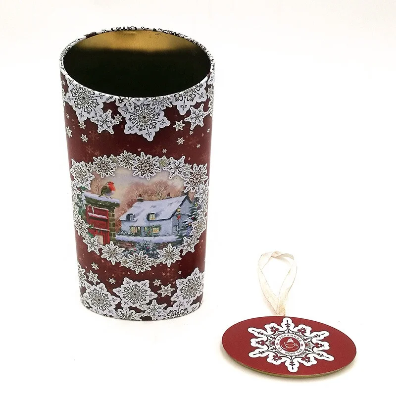 Oval Shape Tea Tin Box Luxury Packaging Boxes with Inserted Lid and Ribbon