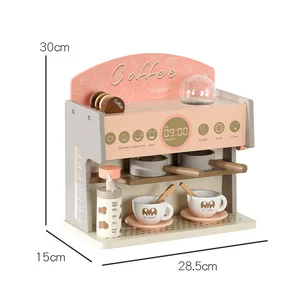 Wooden Kitchen Set Toy Kids Pretend Play Coffee Machine Maker Educational Preschoolers Box Packed for Children Boys Girls
