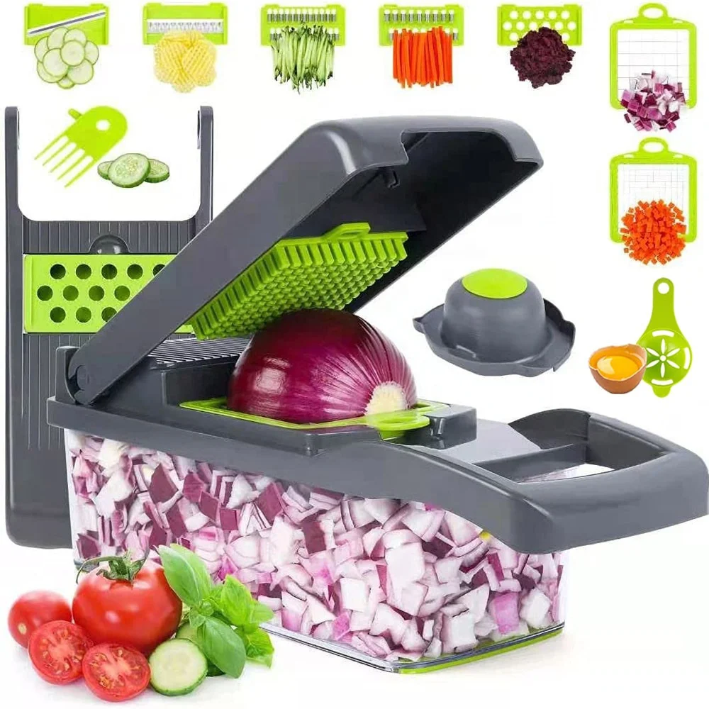 Kitchen Multi 15 in 1 Manual Mandoline Fruit Cutter Onion Dicer Veggie Slicer Vegetable Chopper