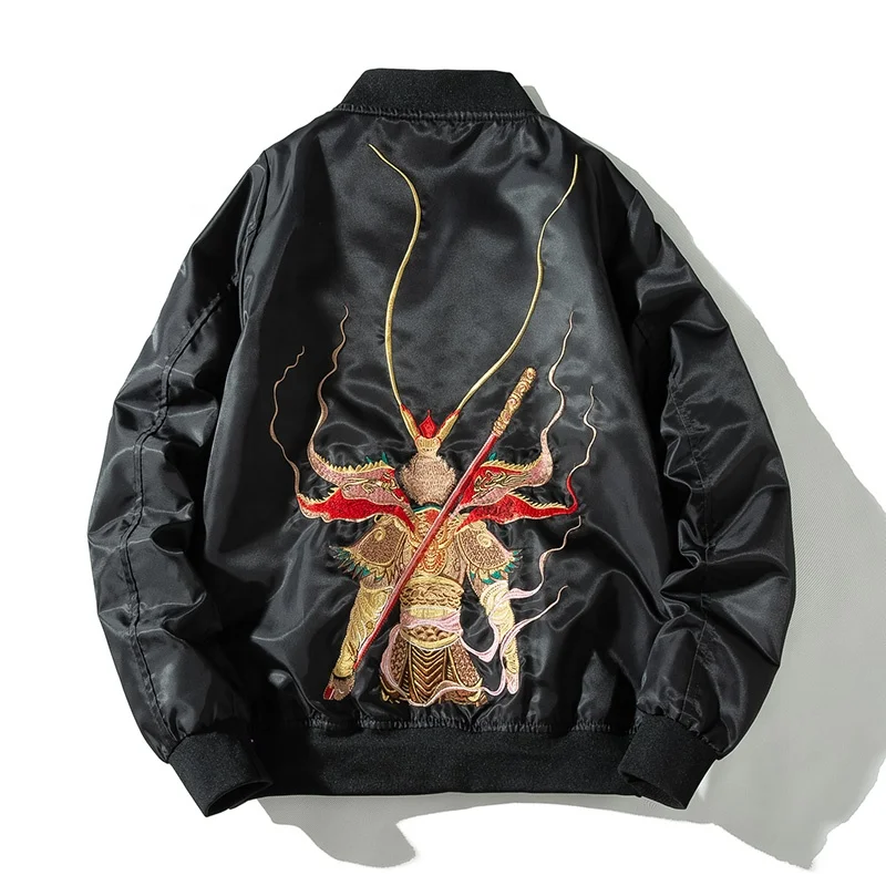 Customizable Spring 100% Cotton Windproof Embroidery Tiger Head Flight Men Bomber Jacket