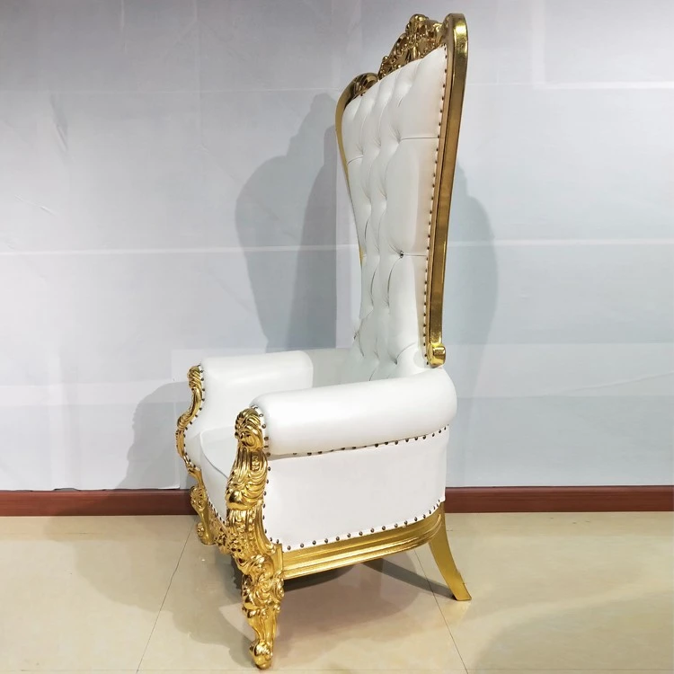 Modern Design King And Queen High Back Throne Chairs Luxury Gold