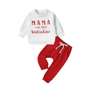 Valentine's Day New Arrivals Toddler Boys Clothing Sets Sweatshirt Trousers 2 Pieces Letter Printed Kids Clothing Sets
