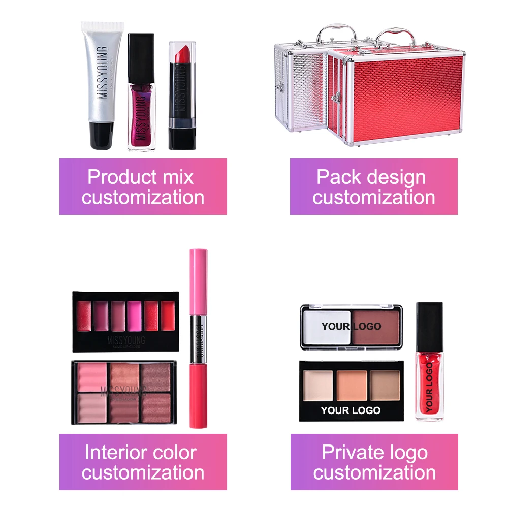 女性用フルセット用ミスヤングメイクアップキットボックスメイクアップ