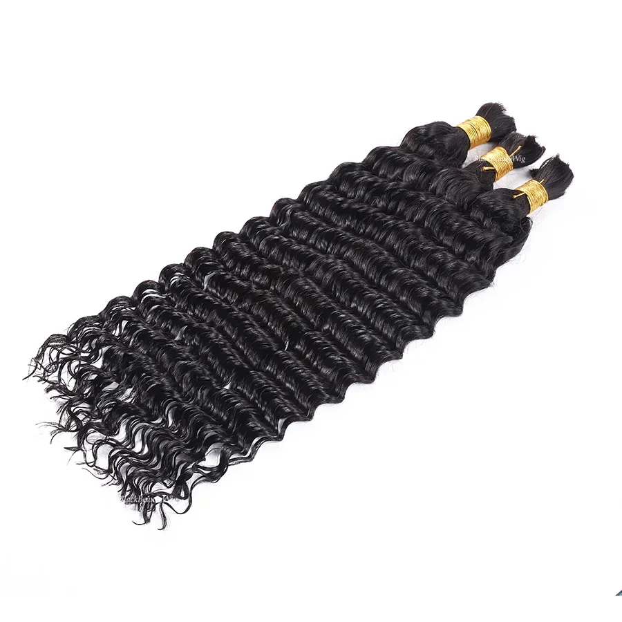 Împletituri micro-creponate cu bucle adânci, păr uman brazilian, fără bătătură, pachete 1 2 3 bucăți, 10-30 inci, #1 #2 #4_voghion.com