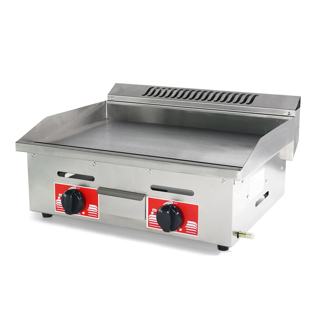 Hot sale 2 Burners  gas griddle flat plate stainless steel Gas Cast Iron Griddle Commercial Gas Griddle manufacture