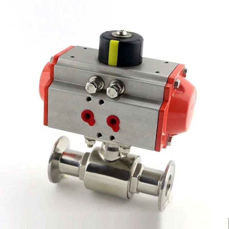 YongDa 304 316L Sanitary Stainless Steel Tri Clamp Ball Valve with pneumatic actuator