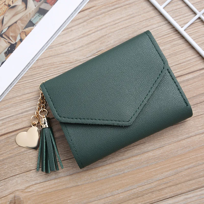 Women's Fashion Waterproof Dark Green PU Leather Classic Envelope