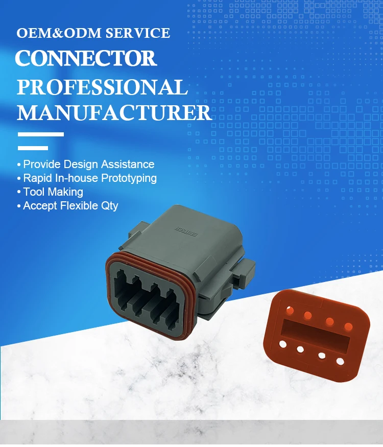 8-way plug connector housing shrink dust lip female plug dt06-8sdt series automobile connector kit manufacture