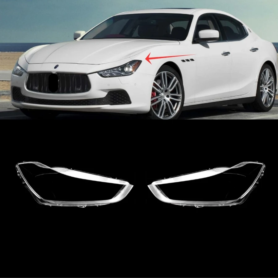 Tiypeor Pair Clear Headlight Headlamp Lens Cover for Maserati Ghibli 2014 - 2018 Side Headlight Lens Protect Cover