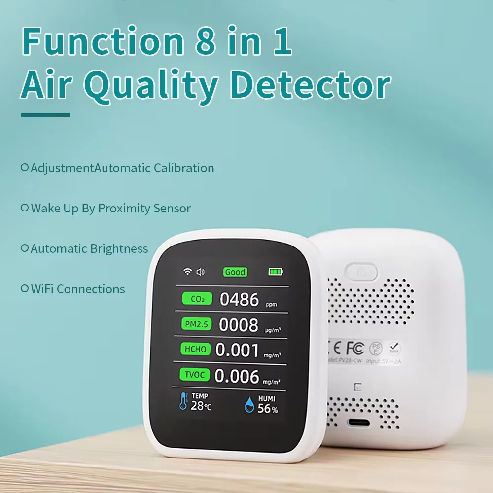 New Pv28-cw Smart Multifunctional Digital Wifi 8 In 1 Tuya Pm2.5 Air ...