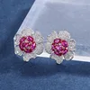 Red corundum ear studs