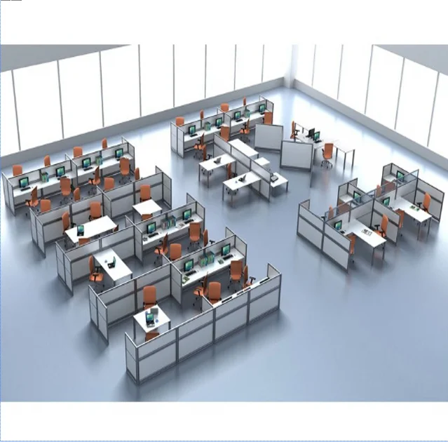 Modern Large Furniture Two People 3 Desks Cubicle Office Workstation