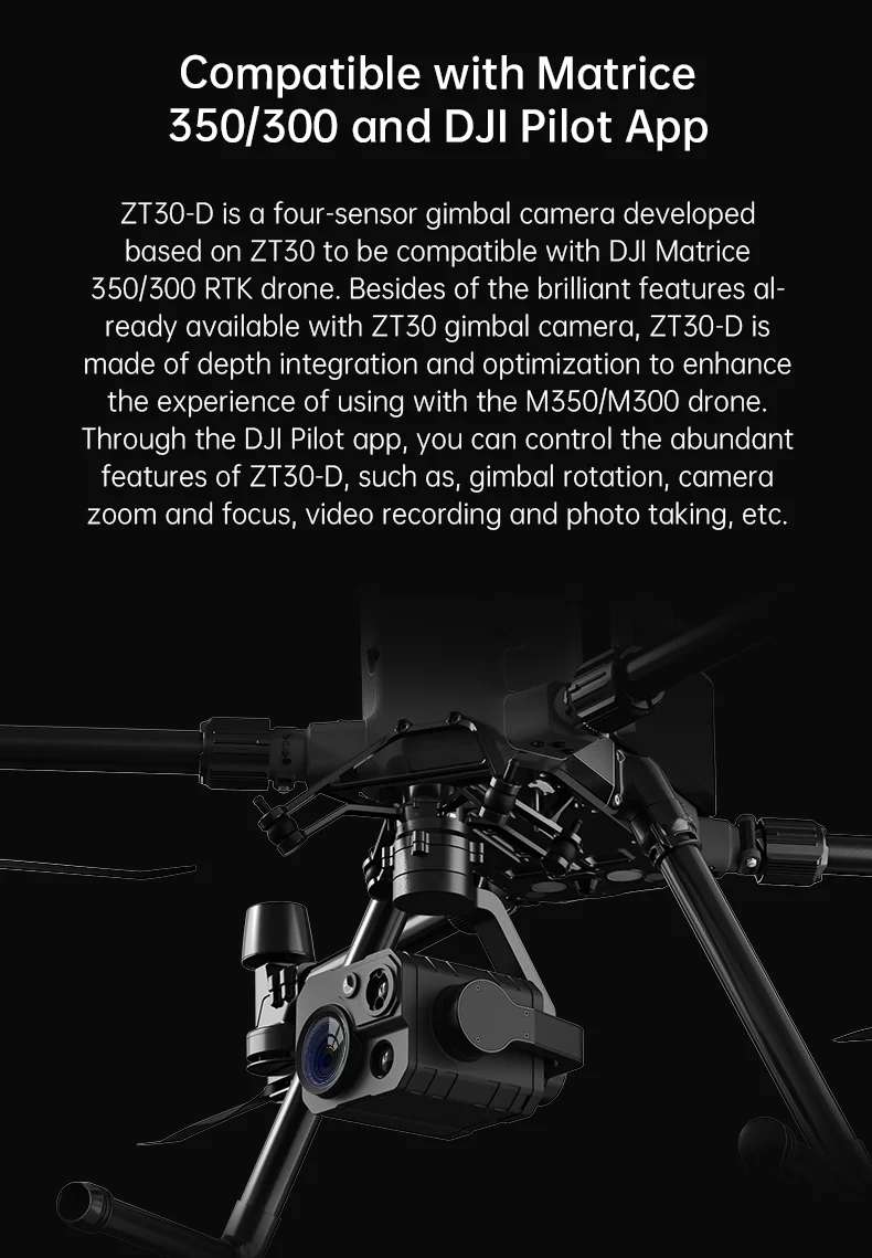 ZT30-D Optical Pod Four Sensors Gimbal Camera 4K 180X 640 x 512 Thermal Imaging Compatible with M350 M300 for Drone supplier