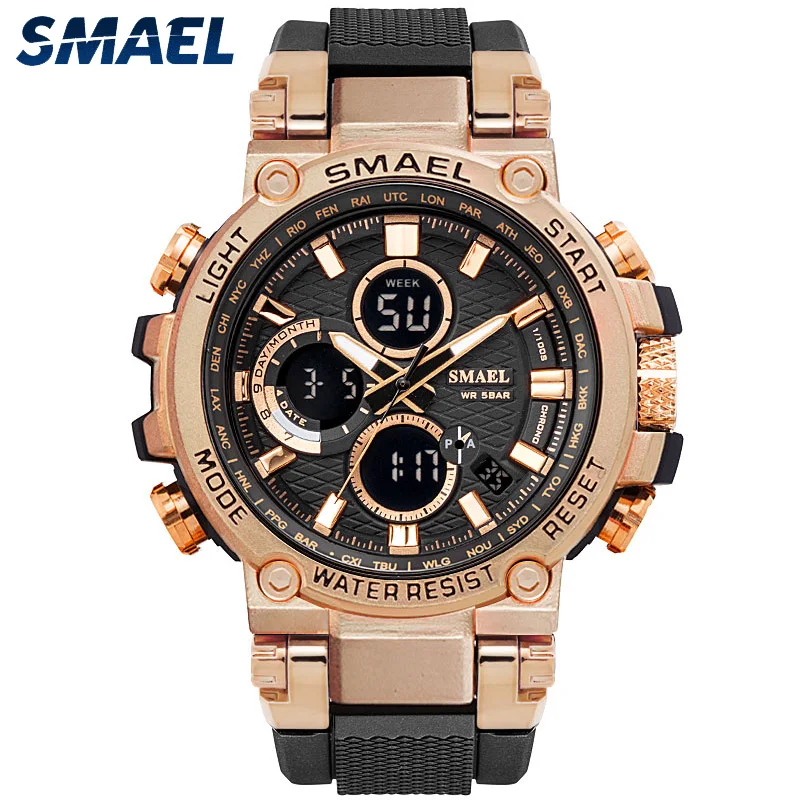 SMAEL 1803 Men Quartz Digital Sport Watches 12 24H Waterproof