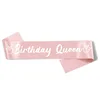 Rose Gold+white-text Birthday Queen