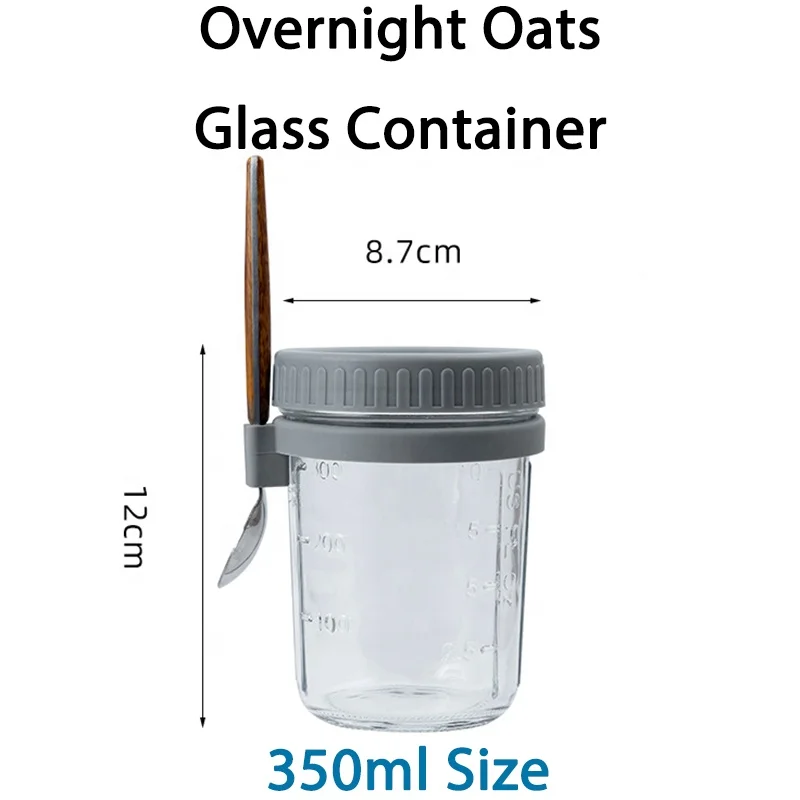 Wholesale Handle-Enabled Overnight Oats Container with Lid and Spoon - –  Candlora Glimmer Glass