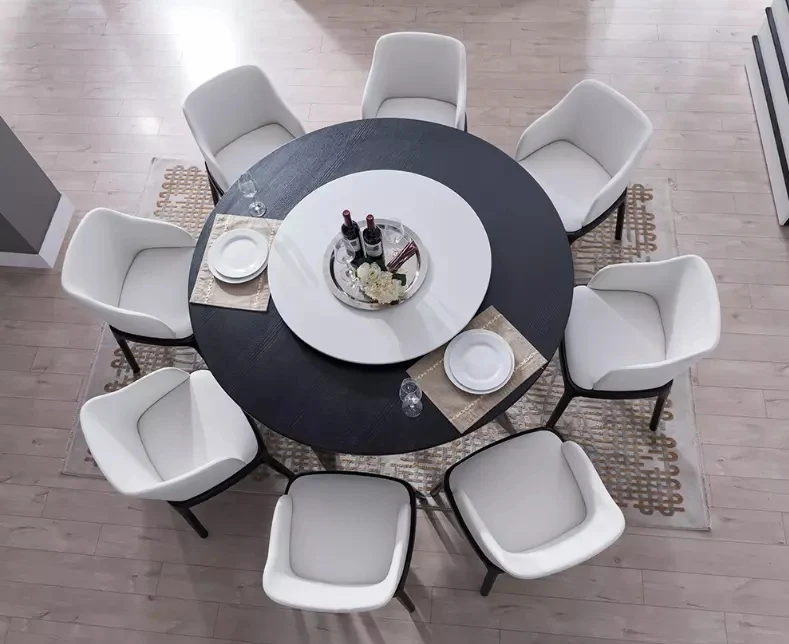 Modern Seater Round Dining Table Set Luxury Design Solid Wood Kitchen  Table with Chiars for Home Furniture Traditional 1pcs