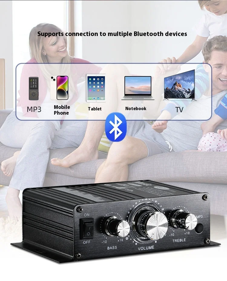 BT-888 Mini 12V Home Amplifier 20W+20W BT Wireless Small Metal Hot-Selling for Foreign Trade Cross-Border