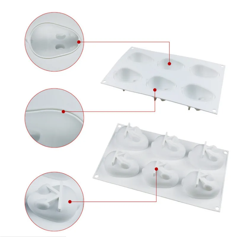 Handmade Soap Gypsum Mold 6-Hole Big for Rabbit Silicone Cake Mold for Baking Mousse Cheese Pudding Jelly Bowl Cake Tools manufacture