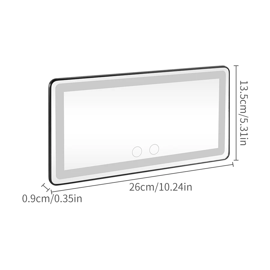 US Fast Shipping 3 Color Adjustable Brightness Led Light Mirror Vanity Mirror Car Rearview Mirror With Lights