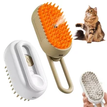 Multifunctional USB Rechargeable Pet Grooming Brush Sprayer Soft Hard Bristle Options Anti-Shedding Skin-Friendly for Cats Dogs