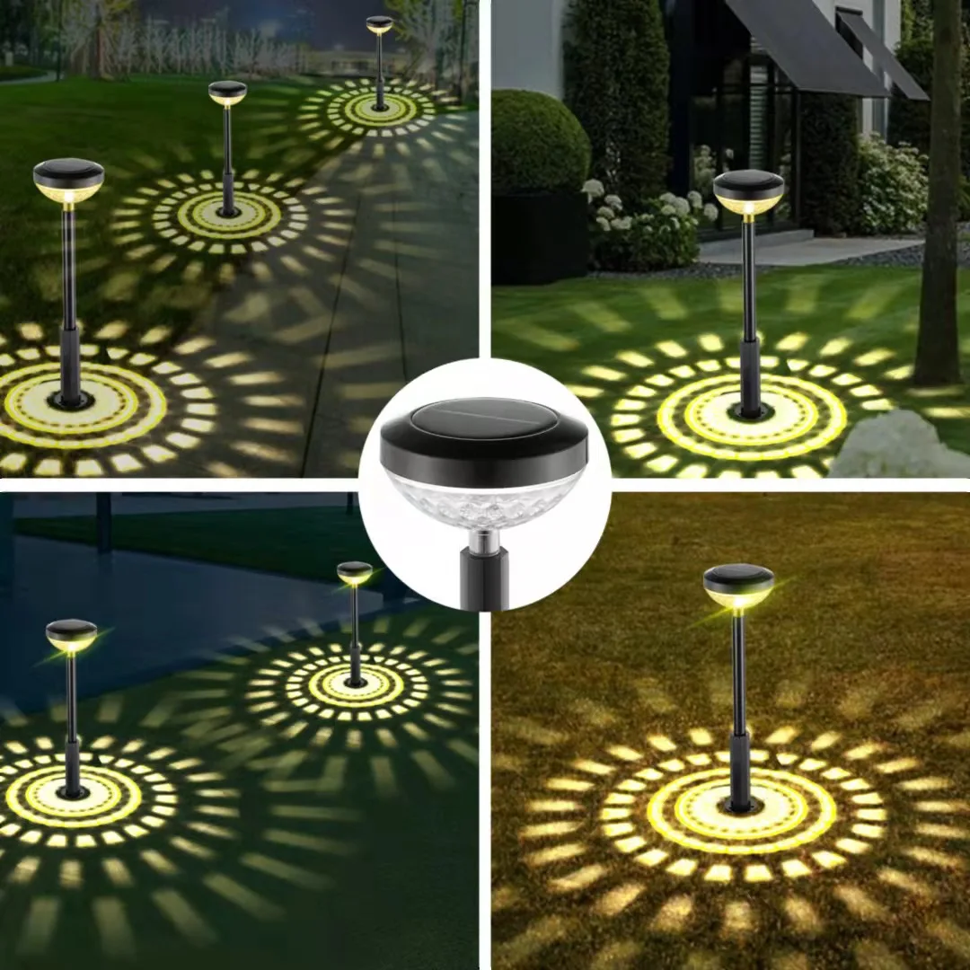 New Pattern Design RGB Waterproof Solar Garden Outdoor Landscape Lawn Ground Light Lamp