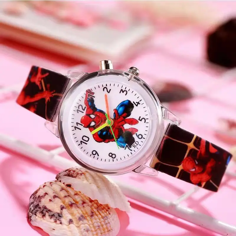 New 2021 Marvel Avengers Superhero Spiderman Flashing Silicone Children Cartoon Student Boy Watch