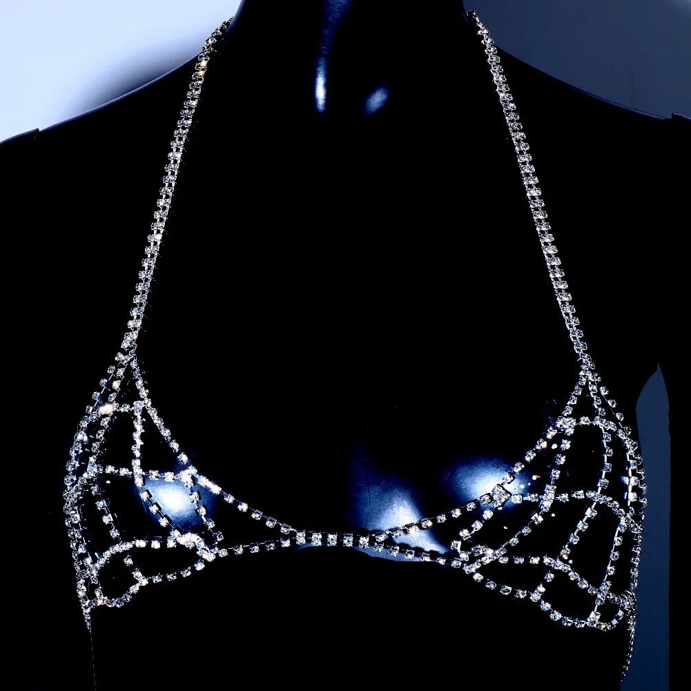 Custom Bikini Sexy Chest Chain Nightclub Party Shiny Rhinestone Body