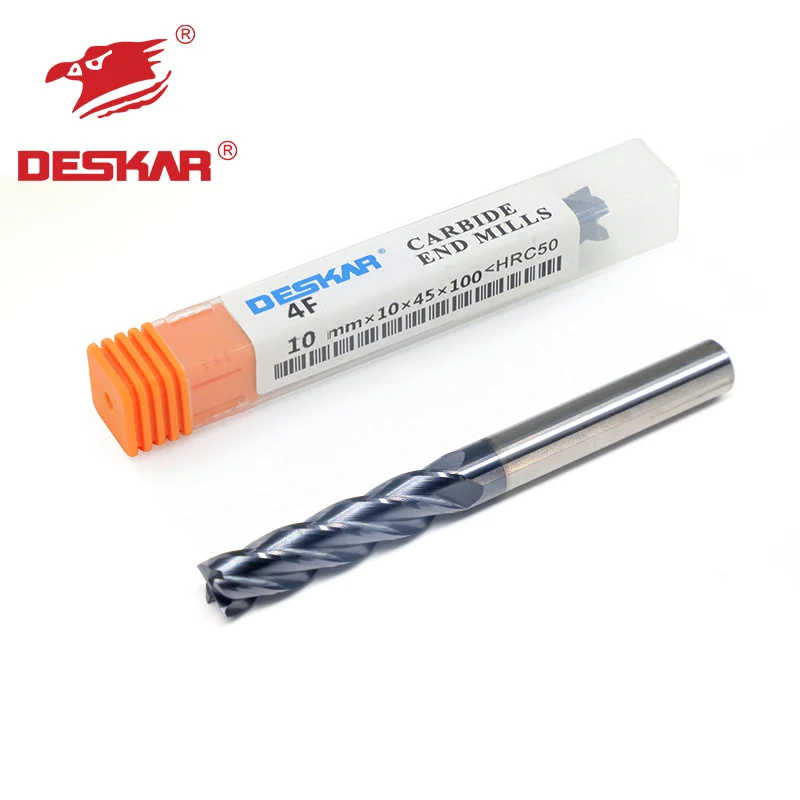 Details about   DESKAR High quality HRC50° 1P 4F 10mm10×30×75 Solid TiALN CNC Carbide end mill 