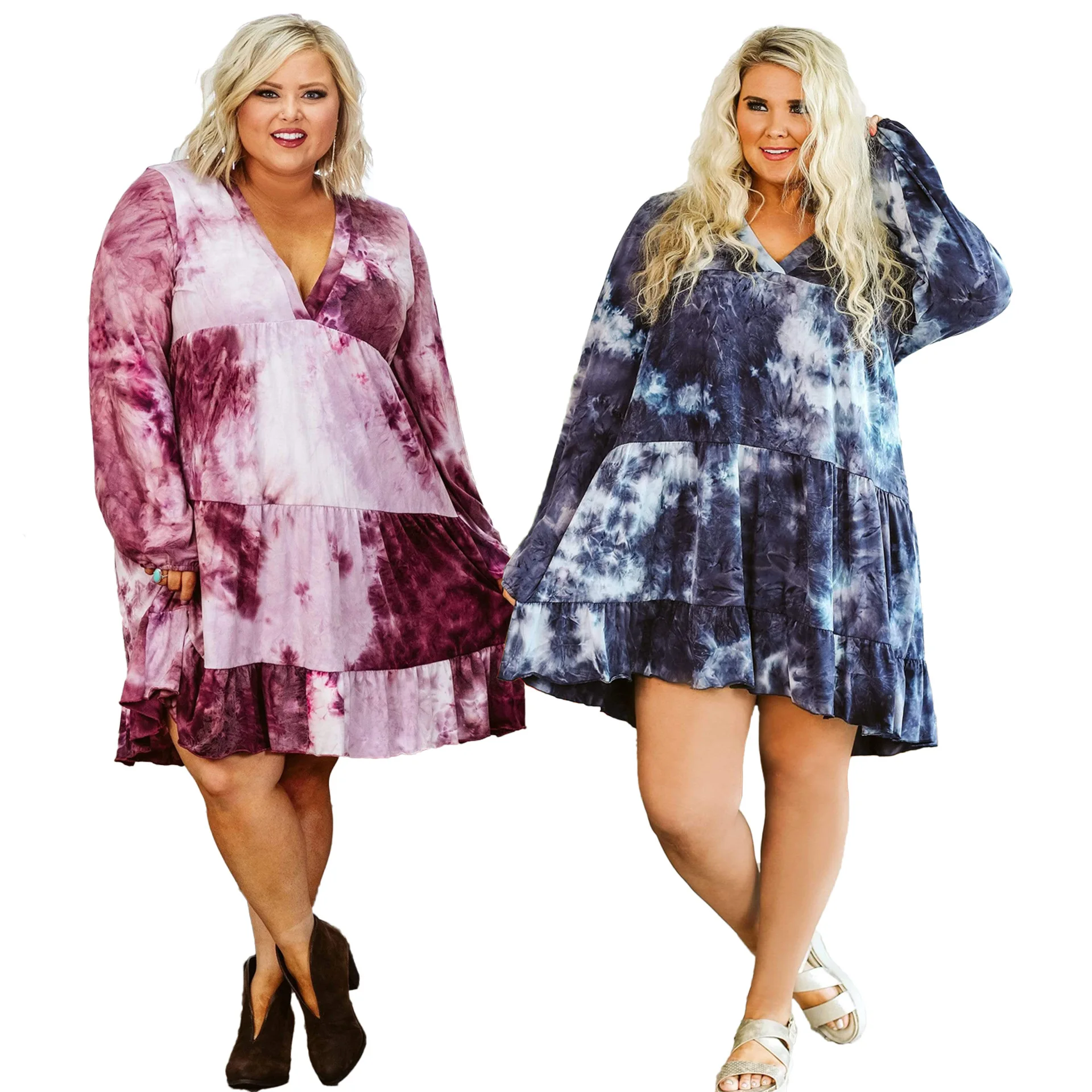 plus size long sleeve babydoll dress