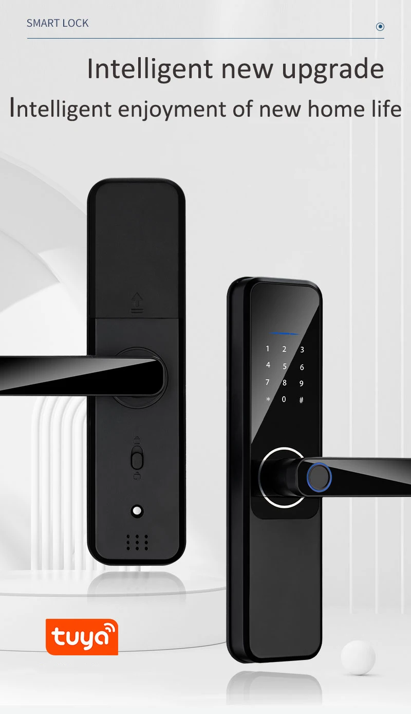 S802 Smart Fingerprint Password Door Lock Tuya TTLock App Remote Control Keyless Smart Lock Door for Home Office