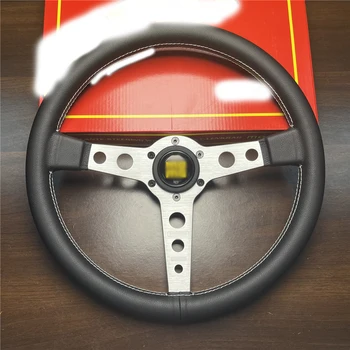 For MOMO Prototipo Style 14inch/340mm Universal Leather Flat Racing Sport Steering Wheel Car Modified with High Pu Leather