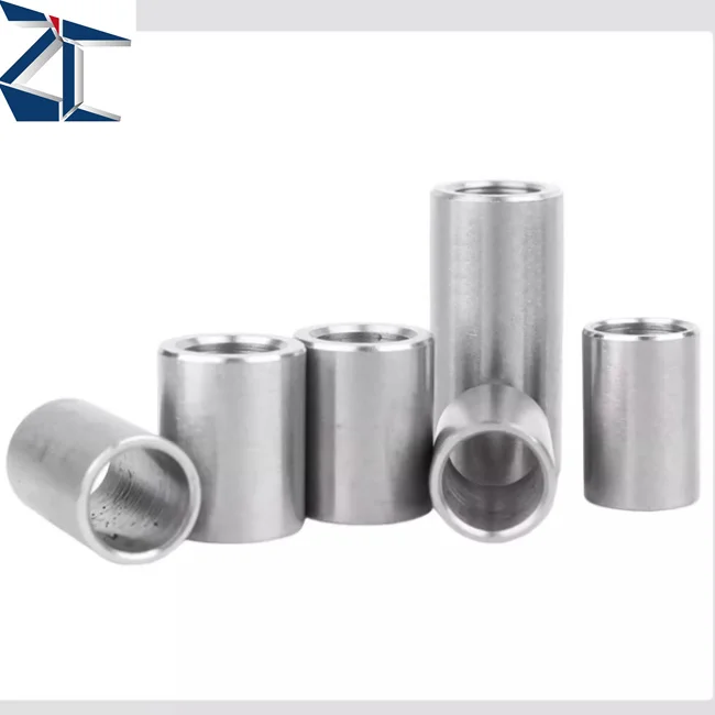 product factory customized 304 stainless steel nuts rose joint adapter round threaded sleeve rod bar stud round coupling connector nut-58