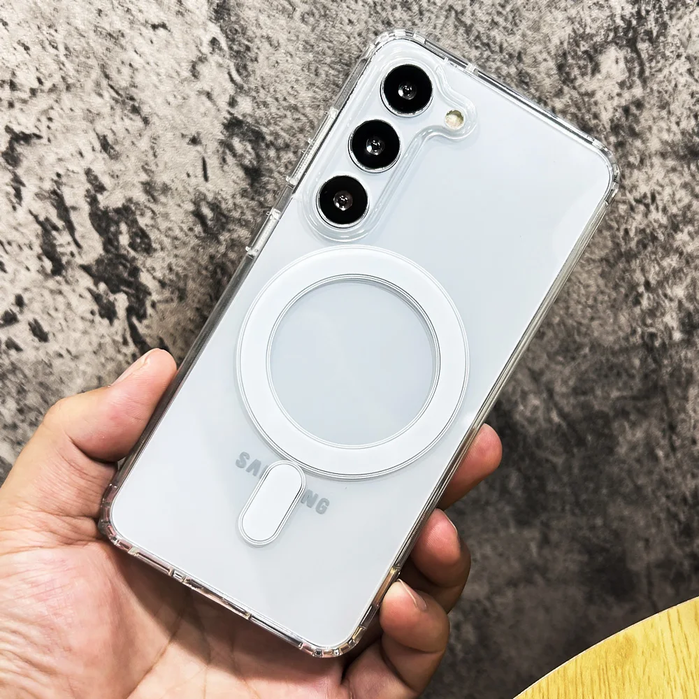 适用于三星 Galaxy A16 S25 的透明磁性硬质防震手机壳