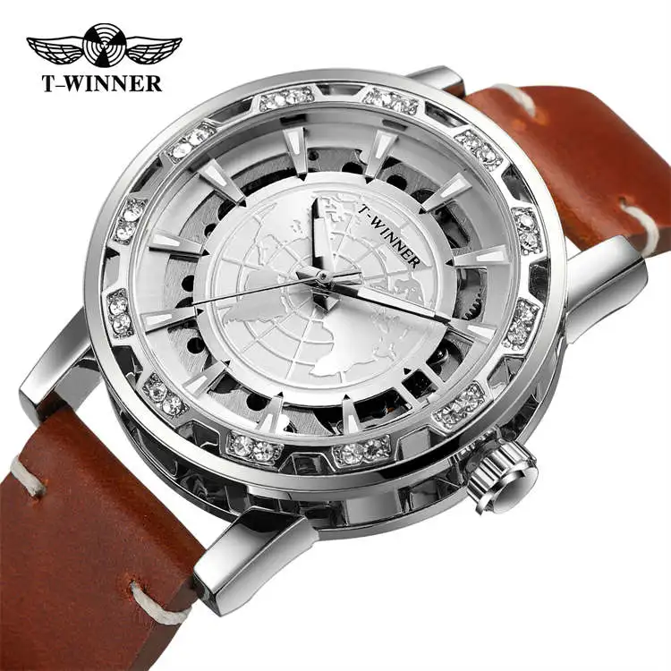 Победитель 8278, 10 лучших брендов, мужские механические часы с ремешком из натуральной кожи, водонепроницаемом автоматическом хранении, бизнес-релогио musculino