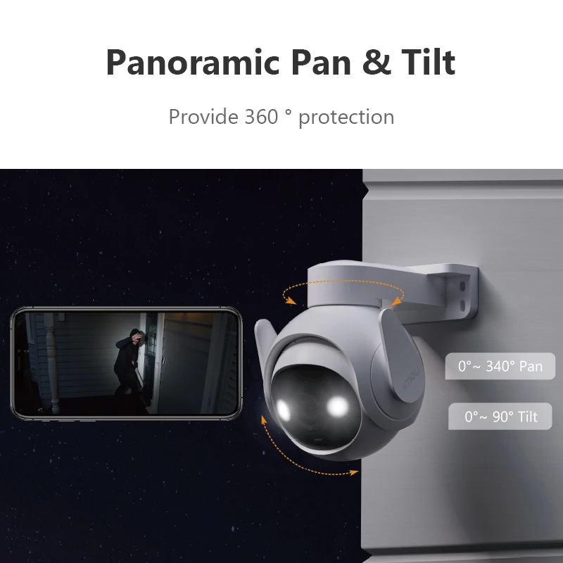 IMOU Cruiser 2 3MP Telecamera di sicurezza CCTV Wi-Fi per esterni IP66 Rilevamento di persone e veicoli Visione notturna a colori con scheda SD da 64 GB_voghion.com