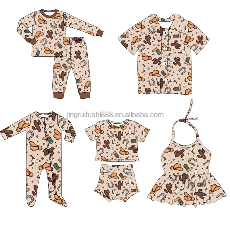 Детская пижама из бамбукового волокна с принтом в западном